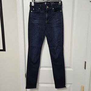 7 For All Mankind The Skinny Jeans Women's 25 (26x28.5) Mid-Rise Dark Wash EUC